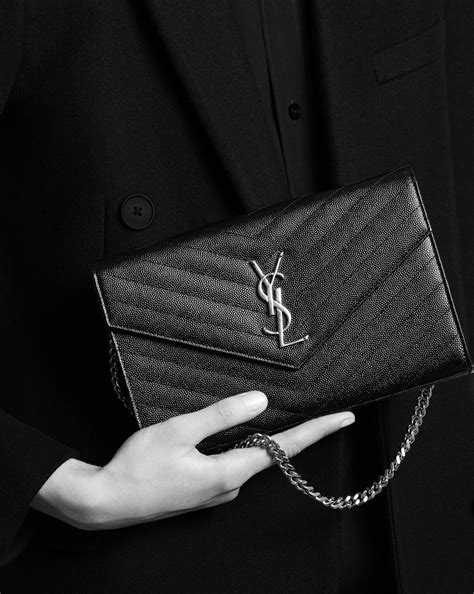 ysl wallwt on chain|saint laurent monogram matelassé leather wallet on chain.